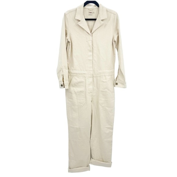 Faherty Organic Cotton Overland Twill Jumpsuit in Natural Size S NWOT - Picture 4 of 7